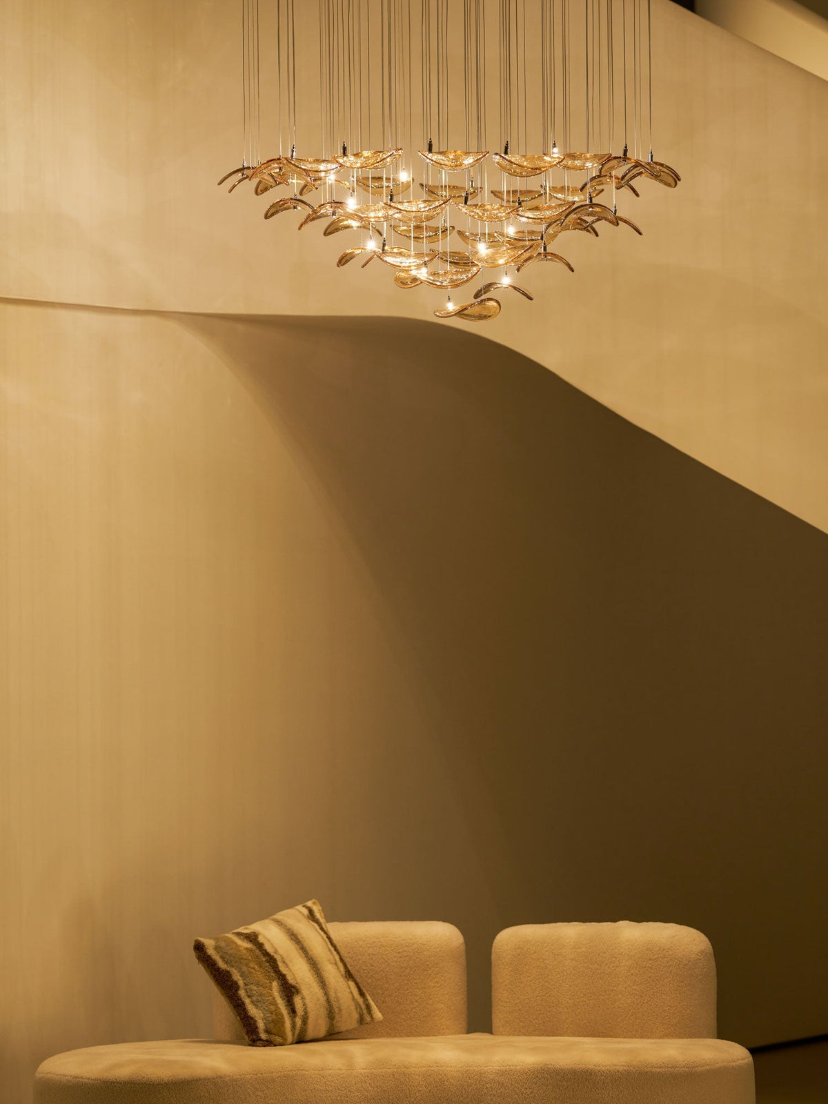 Galaxy Wave Floating Leaf Crystal Spiral Chandelier