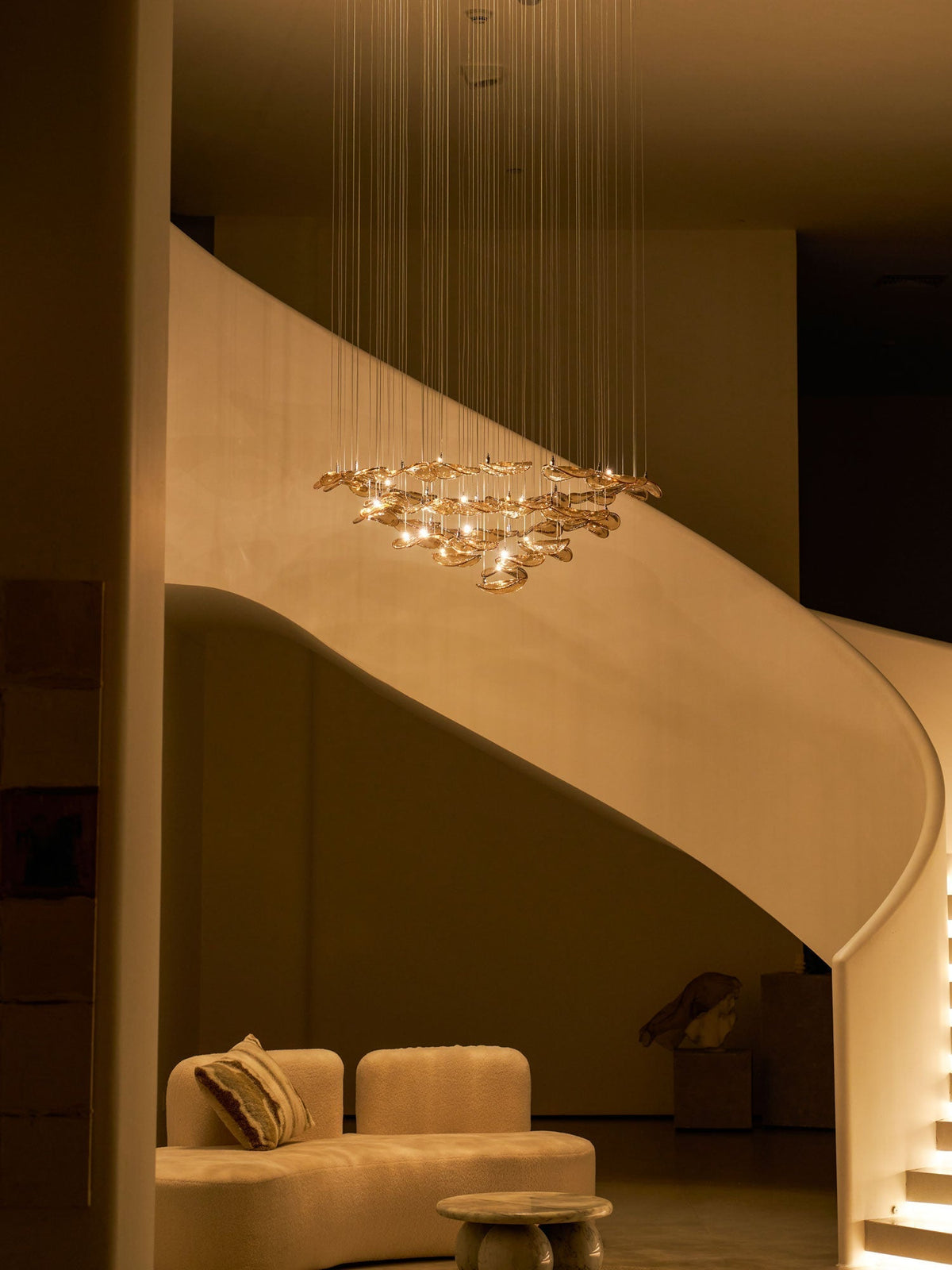 Galaxy Wave Floating Leaf Crystal Spiral Chandelier