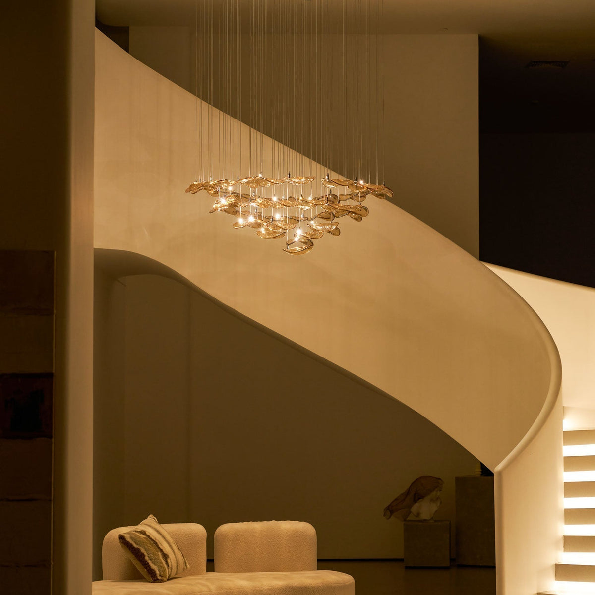 Galaxy Wave Floating Leaf Crystal Spiral Chandelier