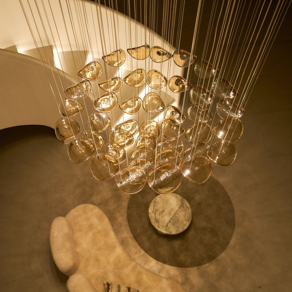 Galaxy Wave Floating Leaf Crystal Spiral Chandelier