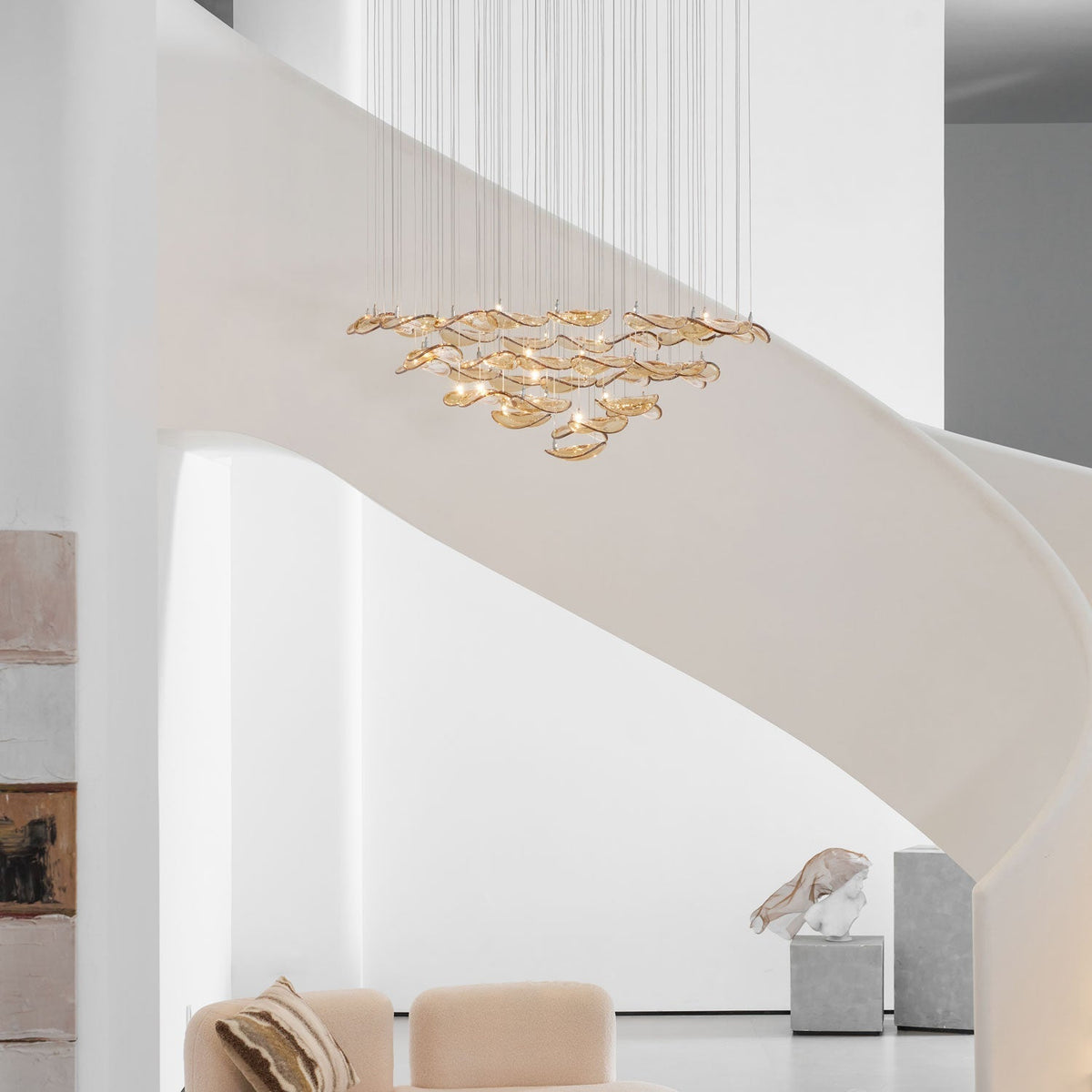 Galaxy Wave Floating Leaf Crystal Spiral Chandelier