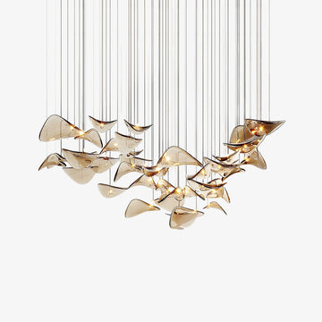 Galaxy Wave Floating Leaf Crystal Spiral Chandelier