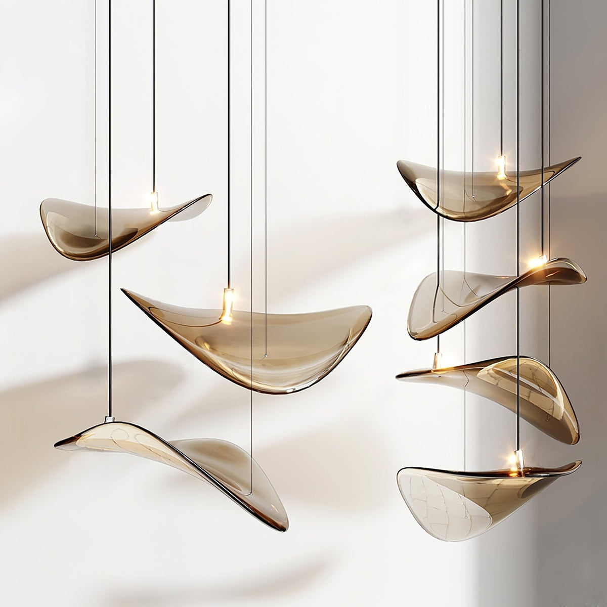 Galaxy Wave Floating Leaf Crystal Spiral Chandelier