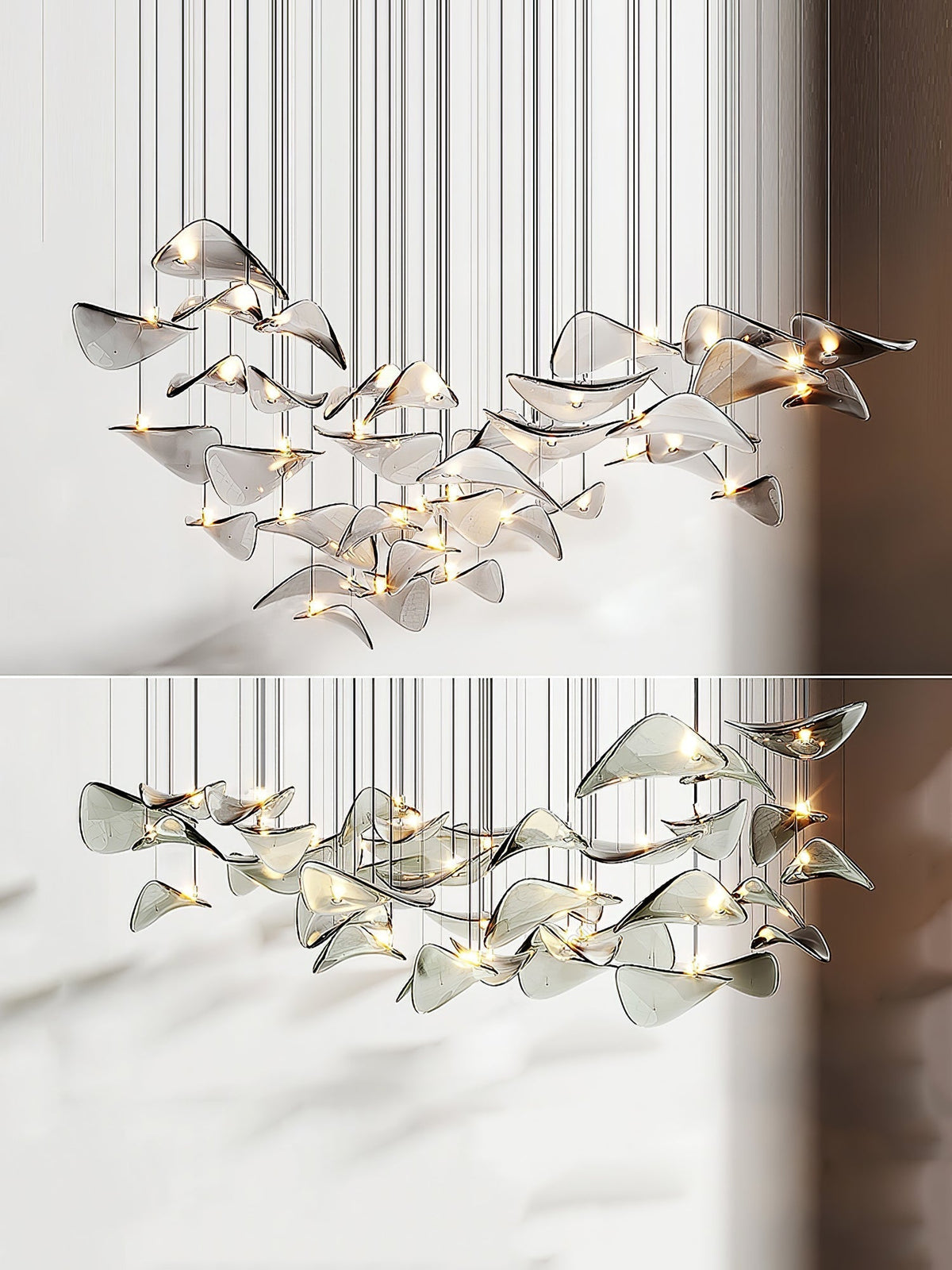 Galaxy Wave Floating Leaf Crystal Spiral Chandelier