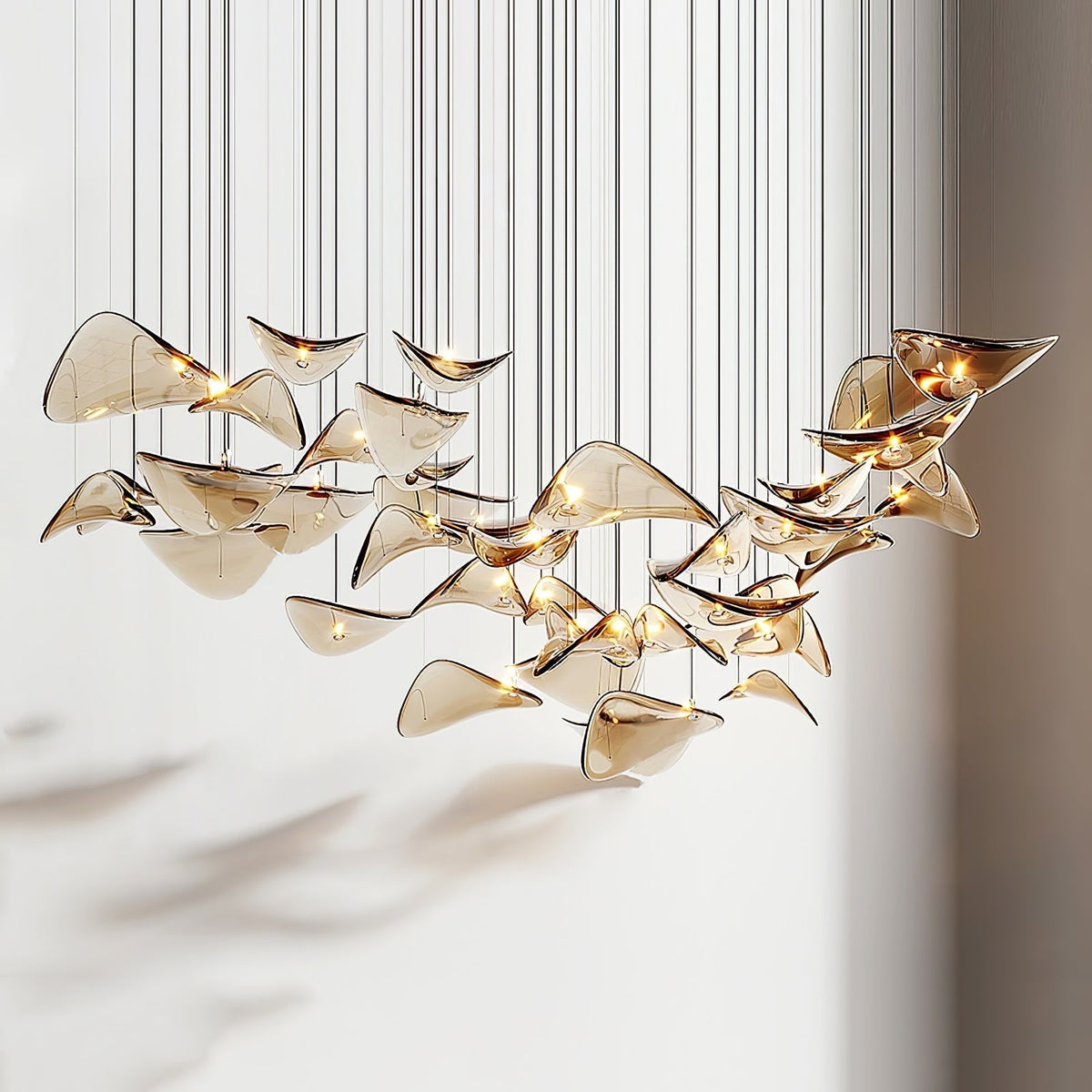 Galaxy Wave Floating Leaf Crystal Spiral Chandelier