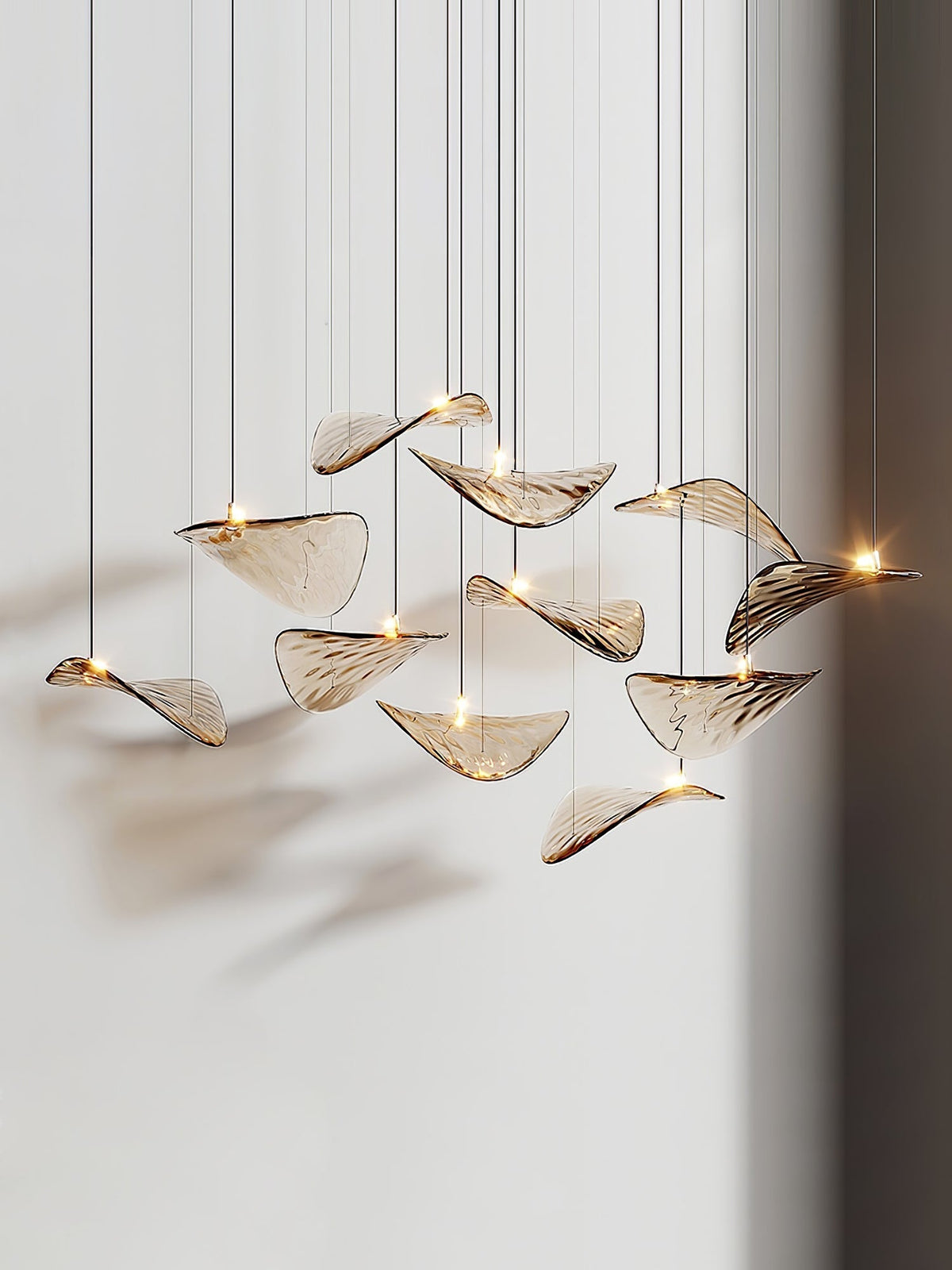 Galaxy Wave Floating Leaf Crystal Spiral Chandelier