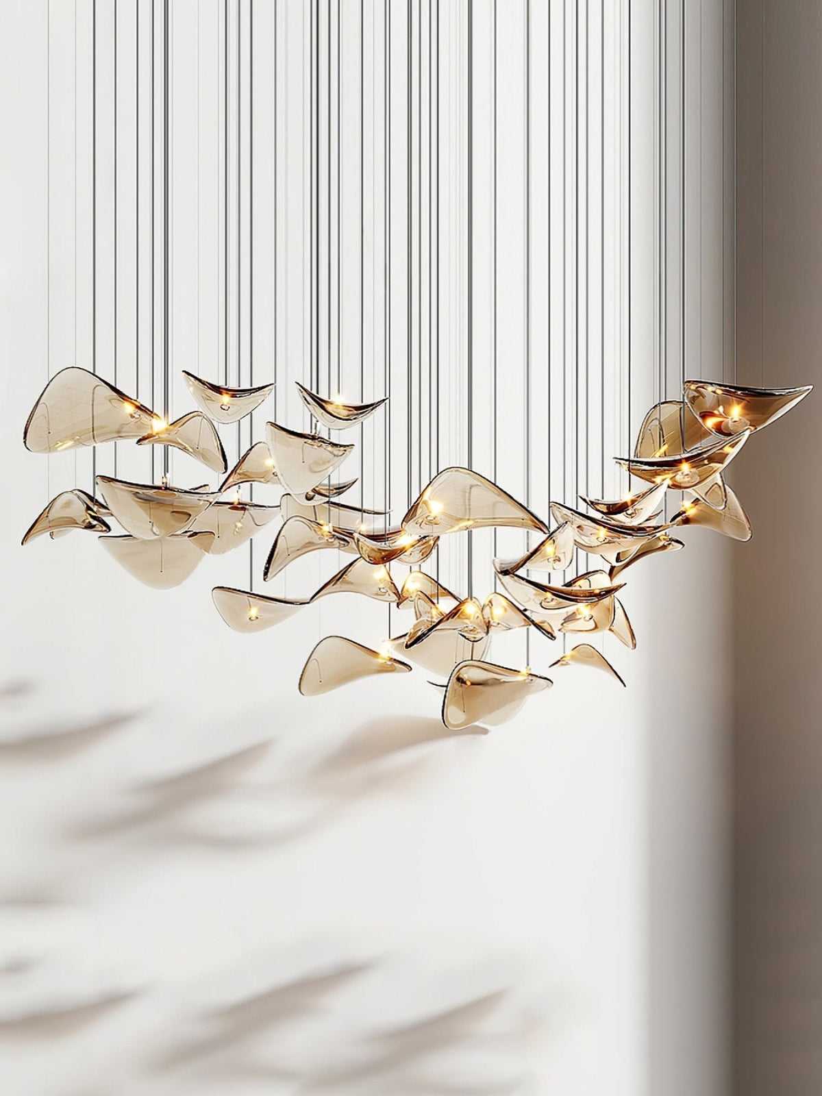 Galaxy Wave Floating Leaf Crystal Spiral Chandelier