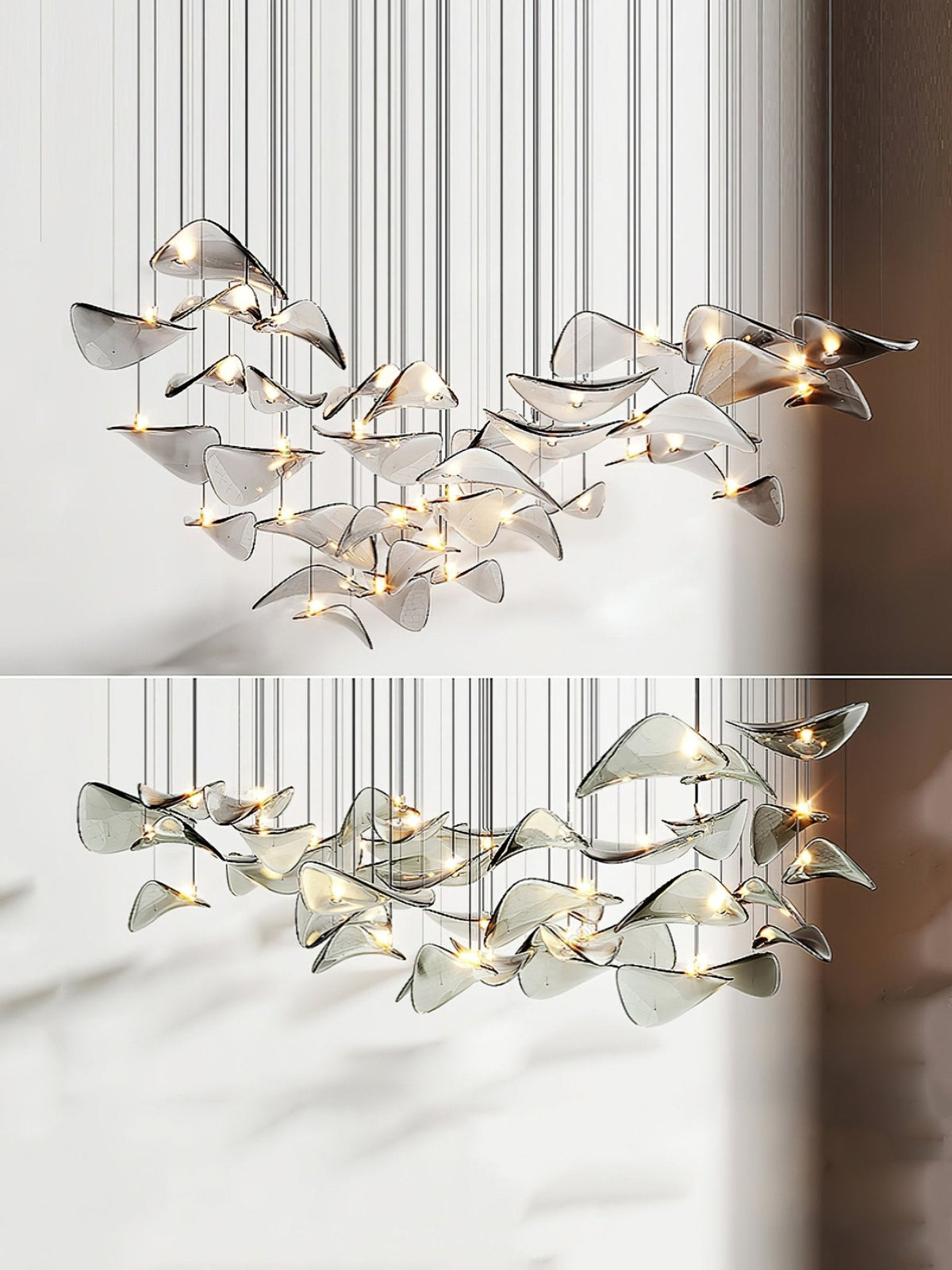 Galaxy Wave Floating Leaf Crystal Spiral Chandelier