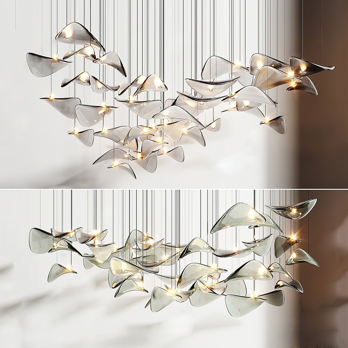 Galaxy Wave Floating Leaf Crystal Spiral Chandelier