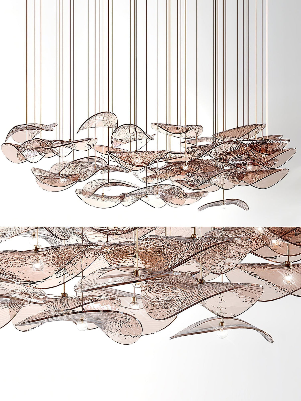 Galaxy Wave Floating Leaf Crystal Spiral Chandelier