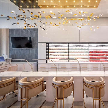 Luxury Leaf-Shaped Crystal Chandelier with Glass and Metal Finish for Hotel and Nail Salon
