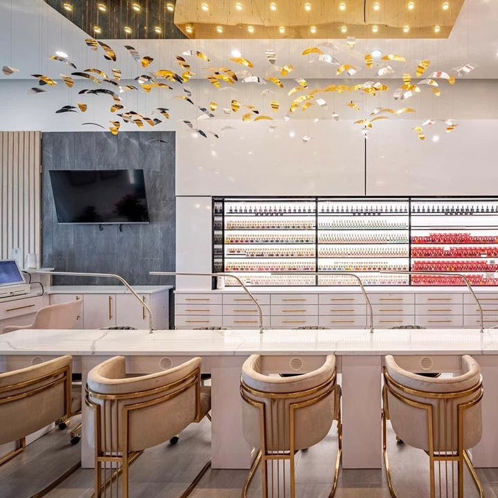 Luxury Leaf-Shaped Crystal Chandelier with Glass and Metal Finish for Hotel and Nail Salon