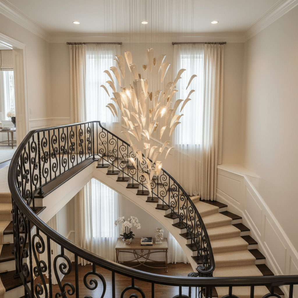 Galaxy White Feather Art Deco Chandelier