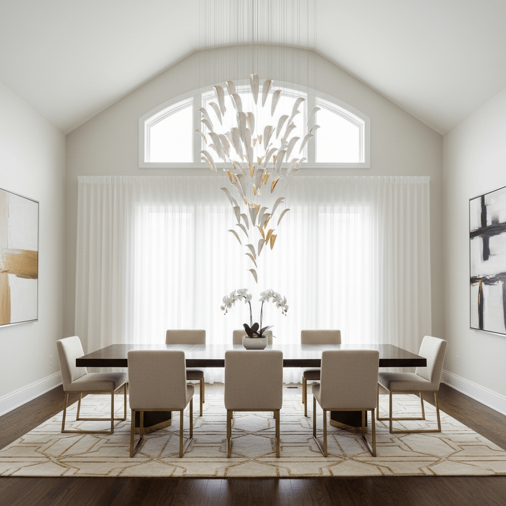 Galaxy White Feather Art Deco Chandelier