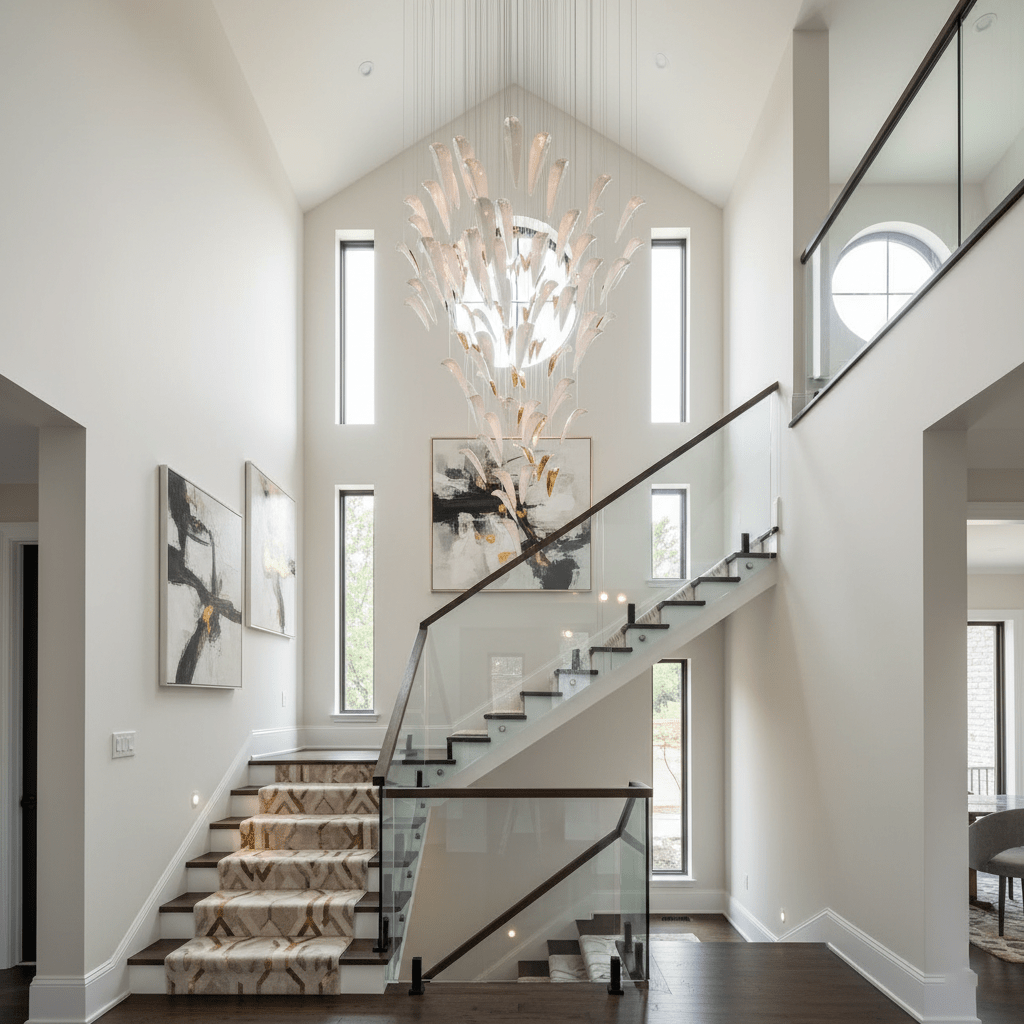 Galaxy White Feather Art Deco Chandelier
