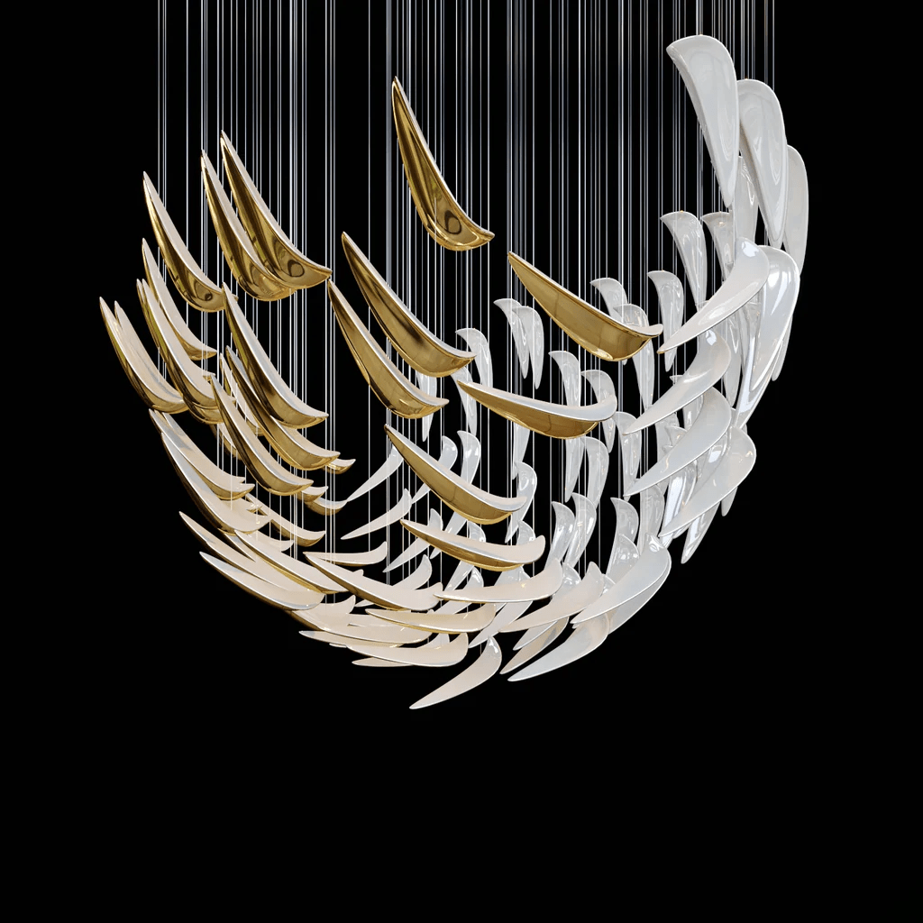 Galaxy White Feather Art Deco Chandelier