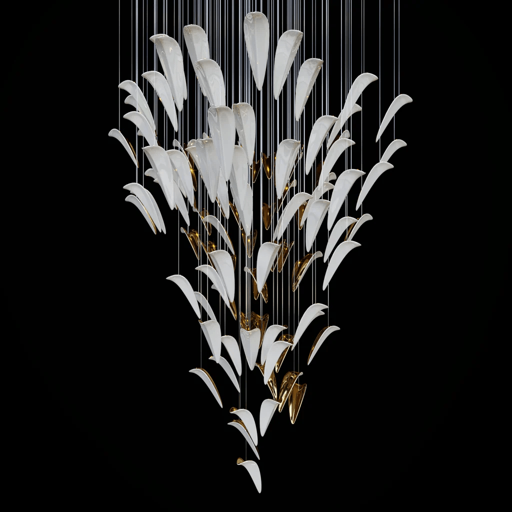 Galaxy White Feather Art Deco Chandelier
