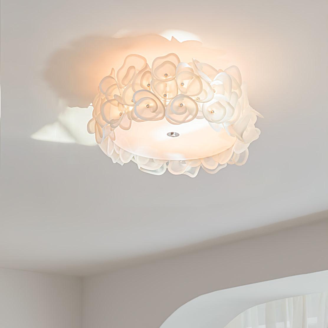White Hydrangea Ceiling Lamp