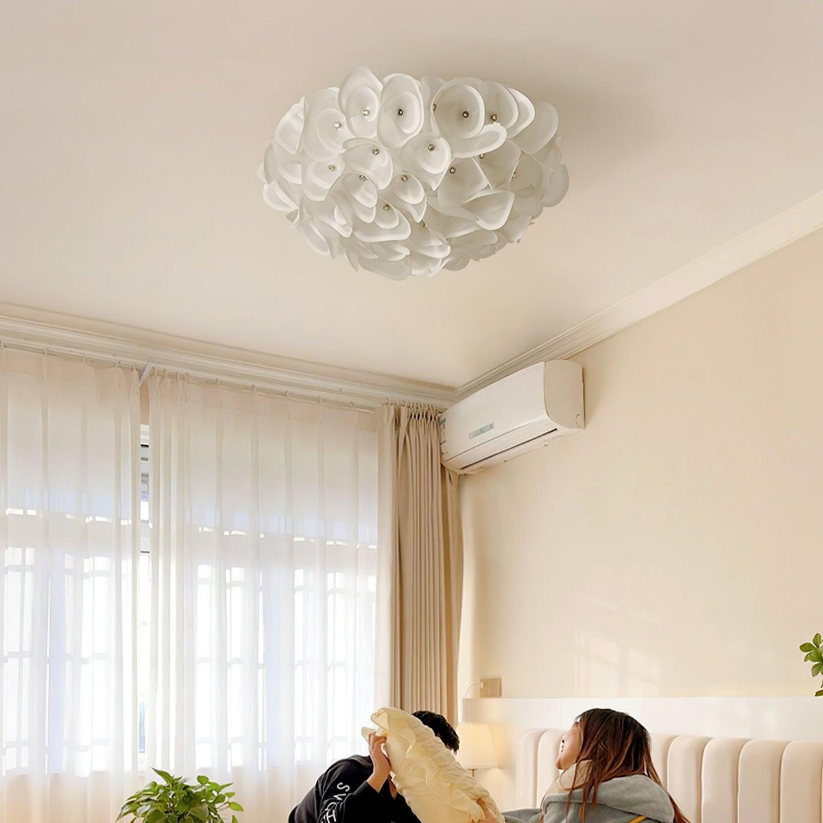 White Hydrangea Ceiling Lamp