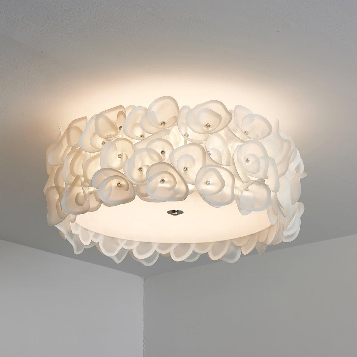 White Hydrangea Ceiling Lamp