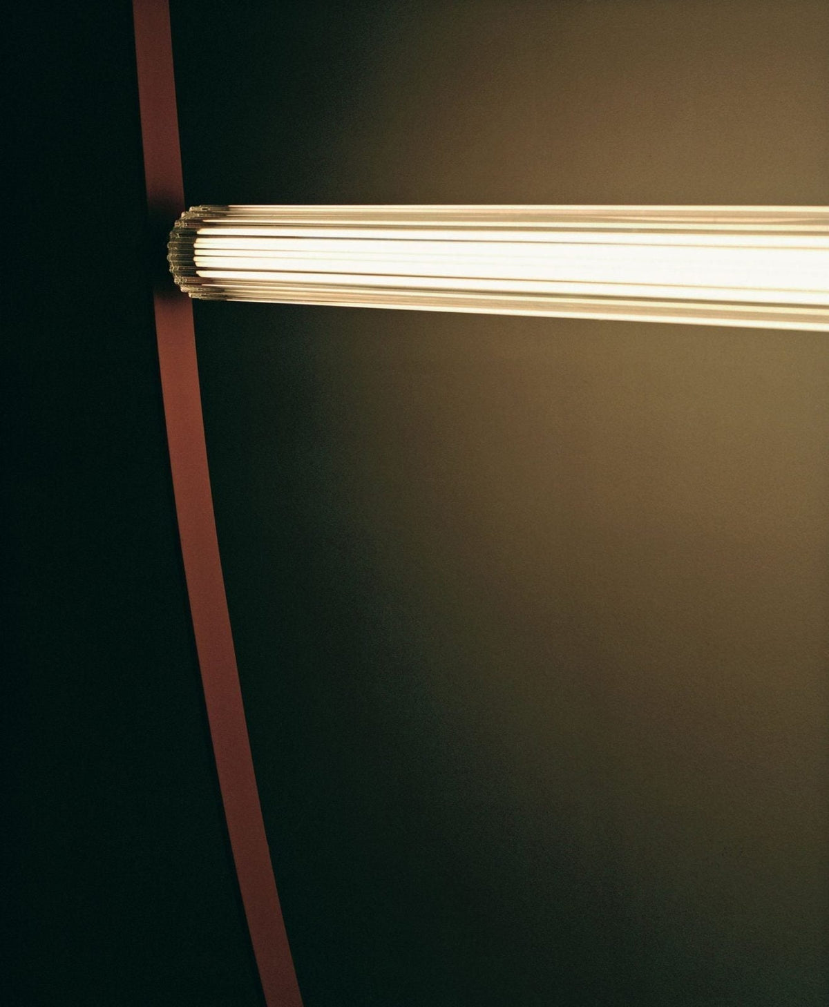 Designer U-Shaped LED Chandelier with Glass Tube, Leather Cable & Satin Stainless Steel Finish