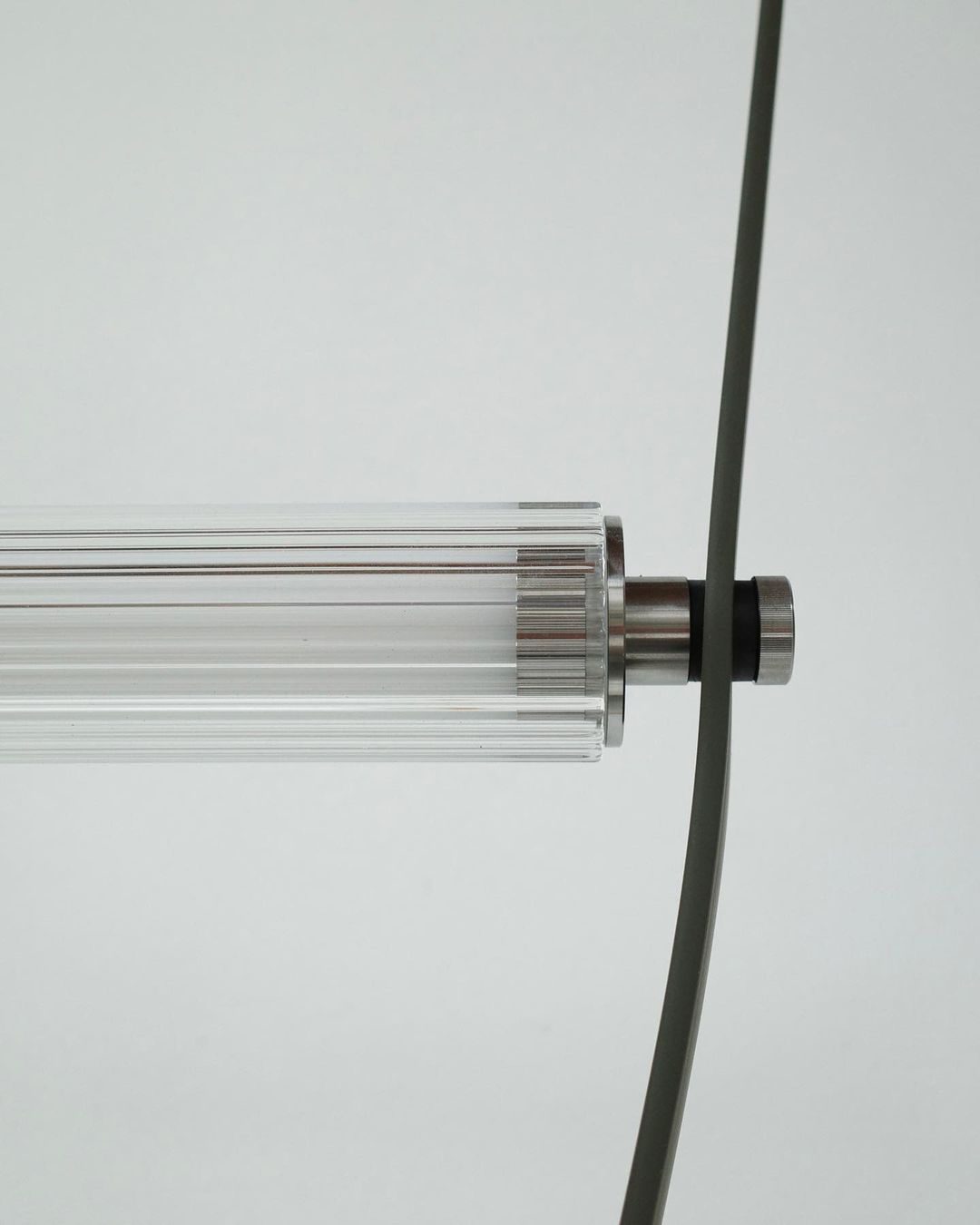 Designer U-Shaped LED Chandelier with Glass Tube, Leather Cable & Satin Stainless Steel Finish