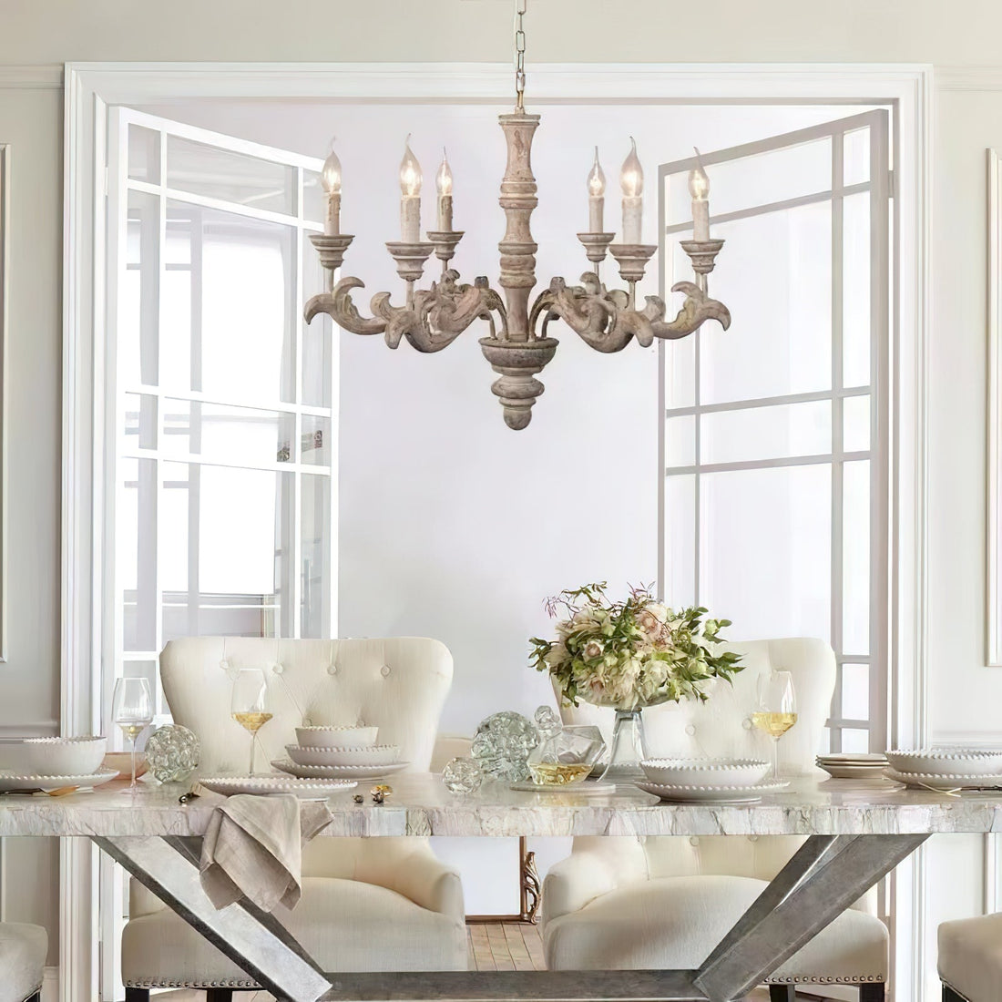 Wooden Roman Column Chandelier
