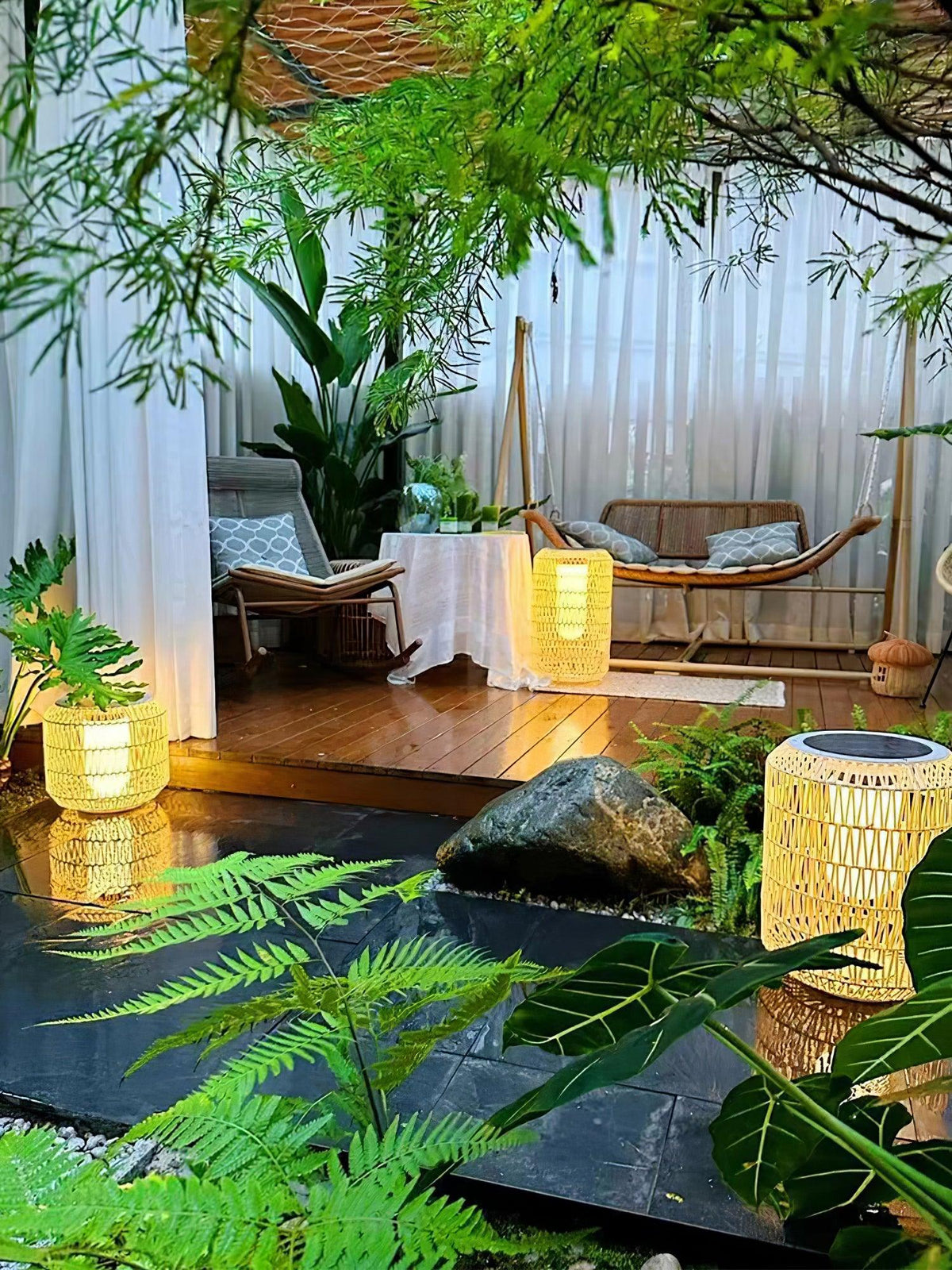 Woven Rattan Outdoor Lamp