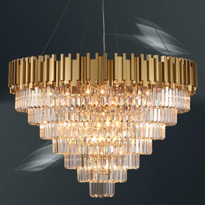 Light Luxury Large Round / oval Multi-Tiered Crystal Chandelier for Living Room / dining Area / staircase