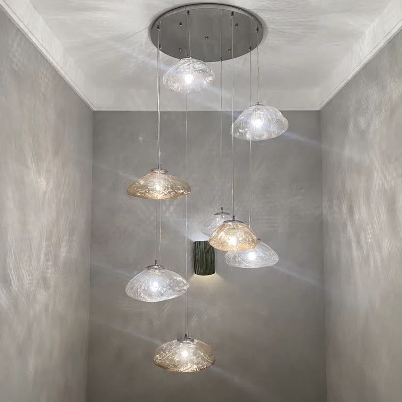 Extra Large Nordic Minimalist Glass Cloud Decorative Chandelier for Stairs / living Room / high-Ceiling Room