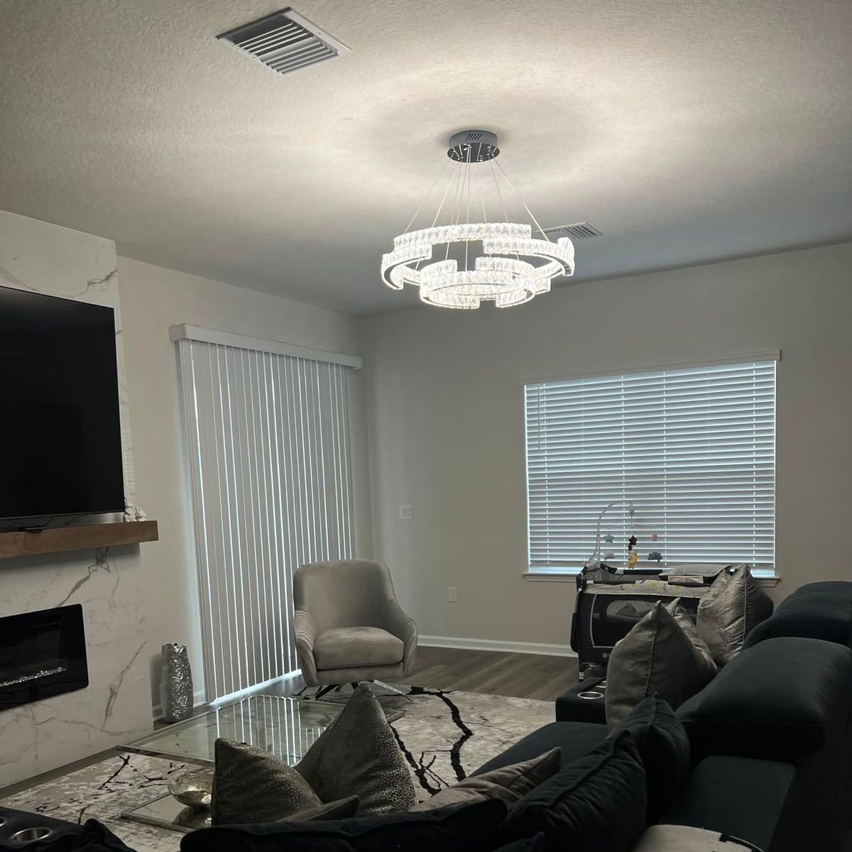 Modern Luxury Crystal Pendant Irregular Rings Chandelier Suit for Living / dining Room / bedroom