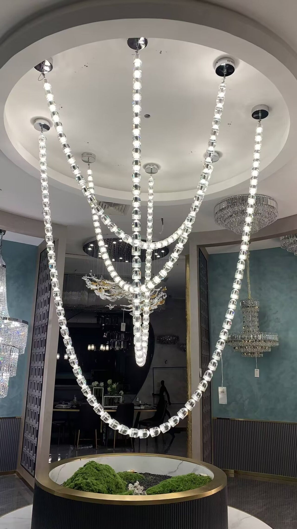 Modern Crystal Bullet Necklace Chain Chandelier for Living Room / staircase / foyer / hotel / restaurant