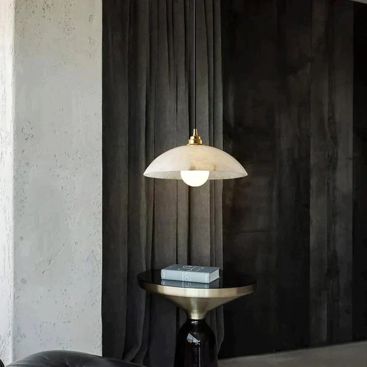 Alabaster Dome Pendant Light, Hanging Light for Living Room