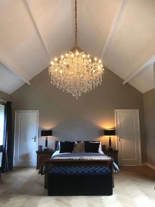 Luxury 25-Light Candle Crystal Chandelier in Gold / chrome Finish