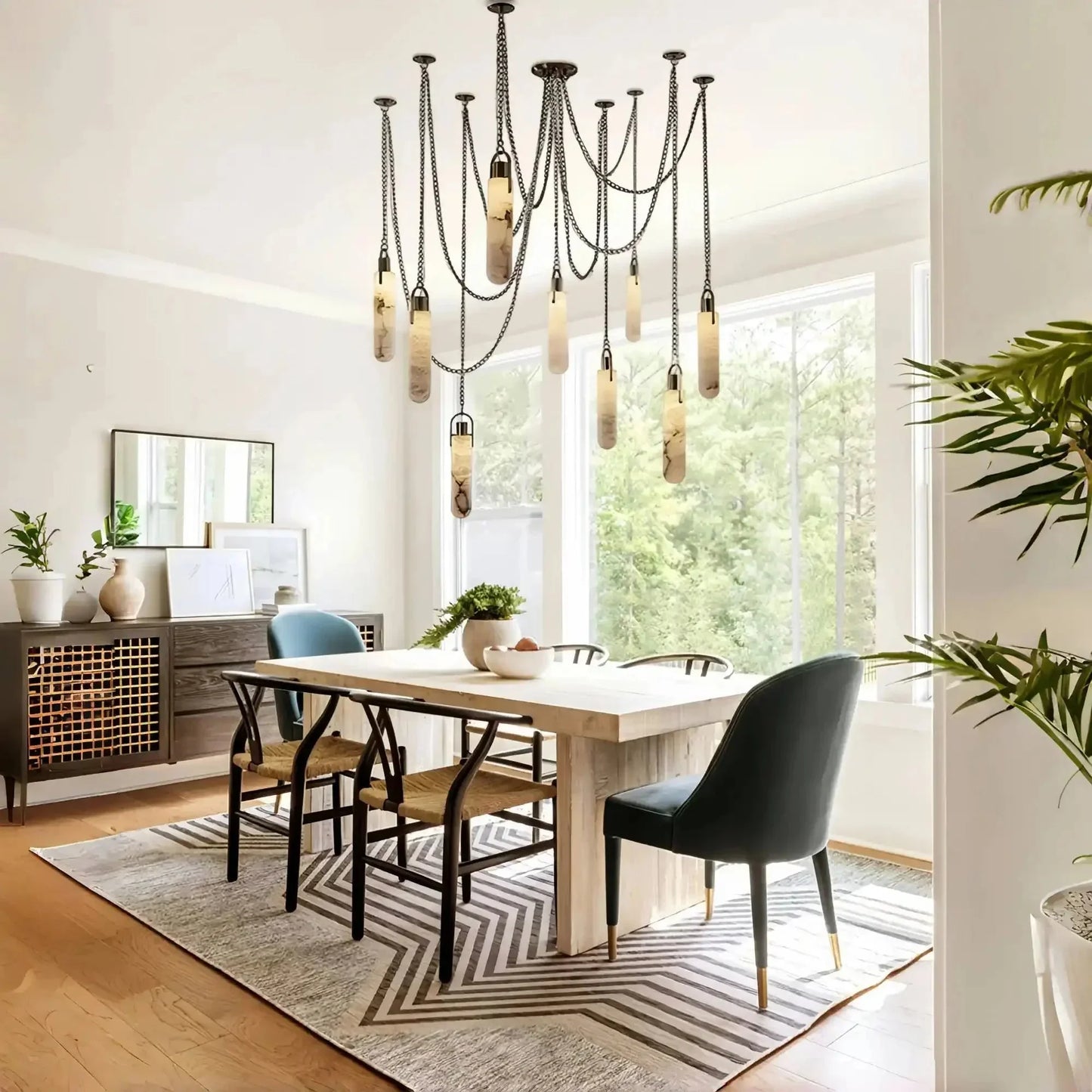 Alabaster Flint 1/2/3/5/7/9/12/15 - Light LED Multi - Drop Pendant - 9 lightsManor Lights