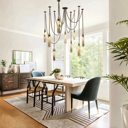 Alabaster Flint 1/2/3/5/7/9/12/15 - Light LED Multi - Drop Pendant - 9 lightsManor Lights