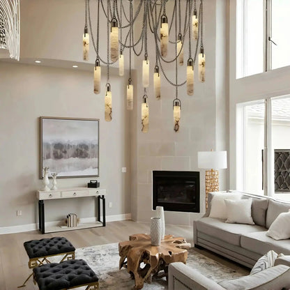 Alabaster Flint 1/2/3/5/7/9/12/15 - Light LED Multi - Drop Pendant - 15 lightsManor Lights