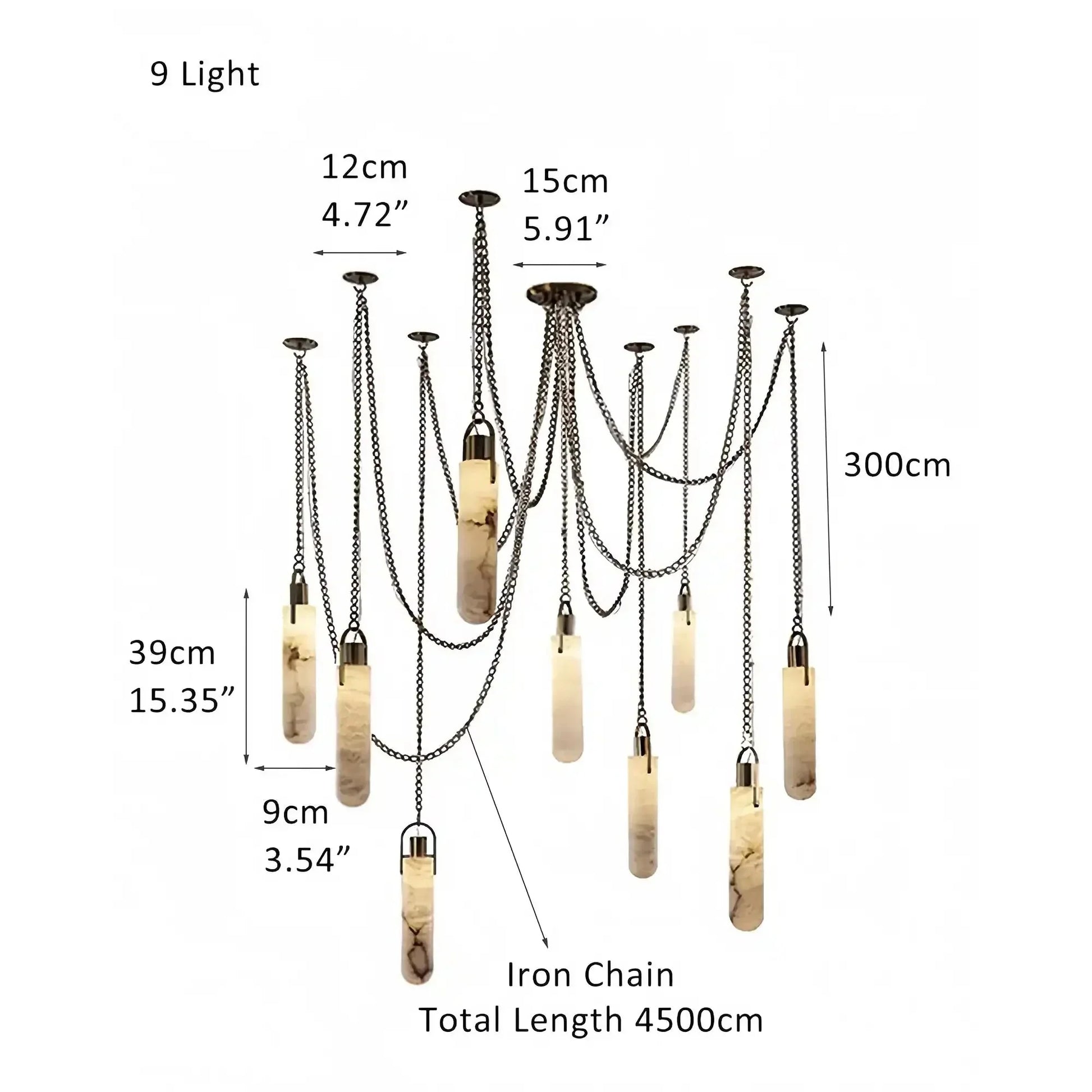 Alabaster Flint 1/2/3/5/7/9/12/15 - Light LED Multi - Drop Pendant - 9 lightsManor Lights