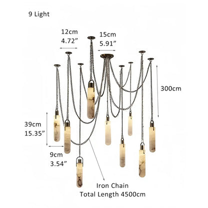 Alabaster Flint 1/2/3/5/7/9/12/15 - Light LED Multi - Drop Pendant - 9 lightsManor Lights