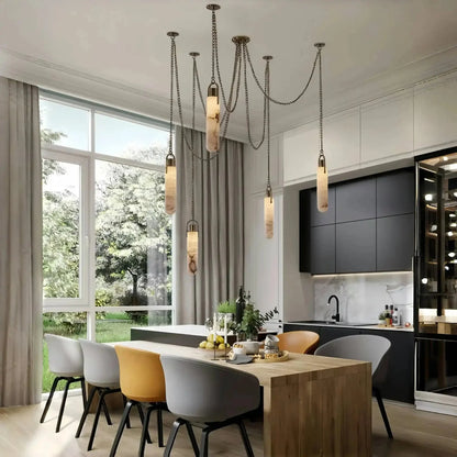 Alabaster Flint 1/2/3/5/7/9/12/15 - Light LED Multi - Drop Pendant - 5 lightsManor Lights