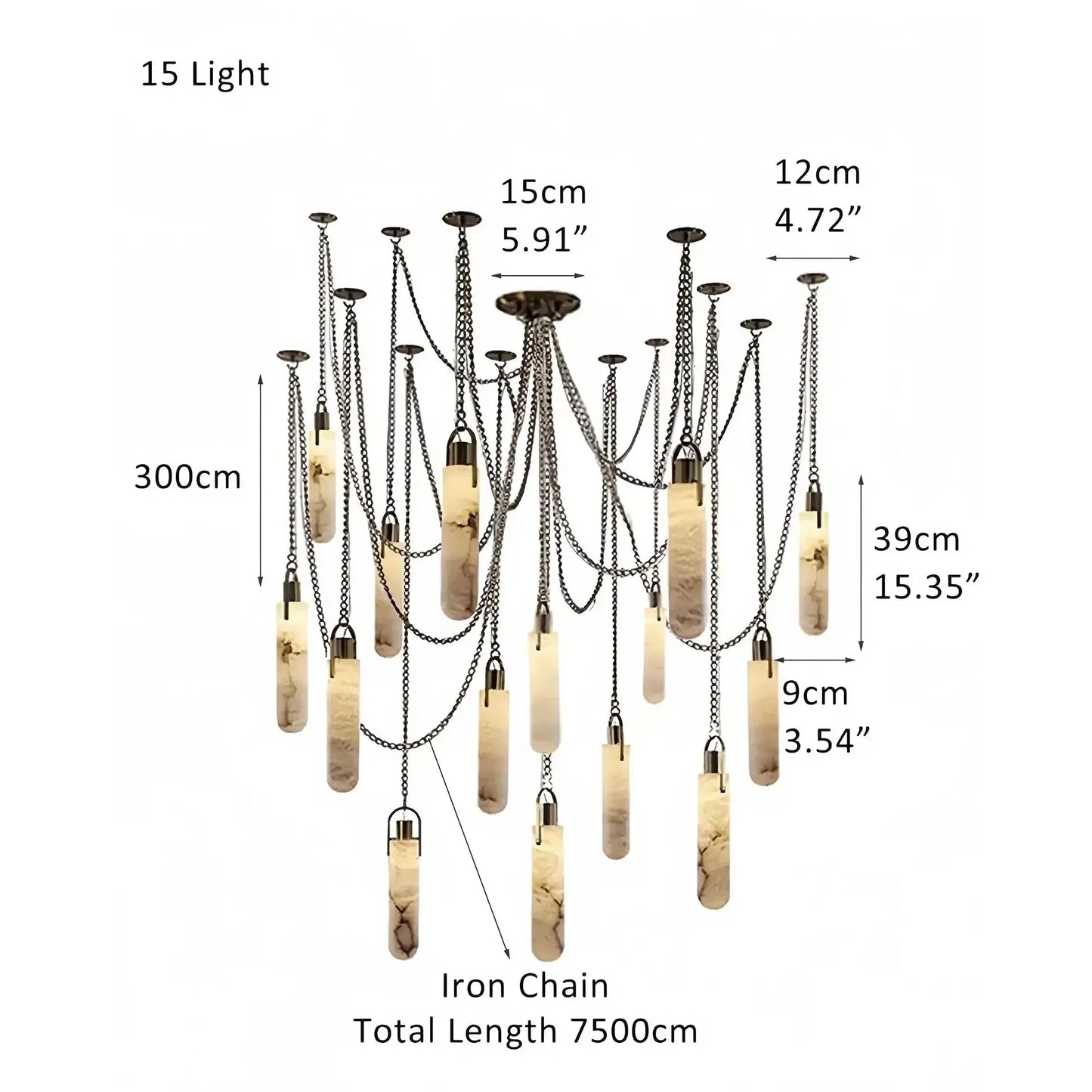 Alabaster Flint 1/2/3/5/7/9/12/15 - Light LED Multi - Drop Pendant - 9 lightsManor Lights