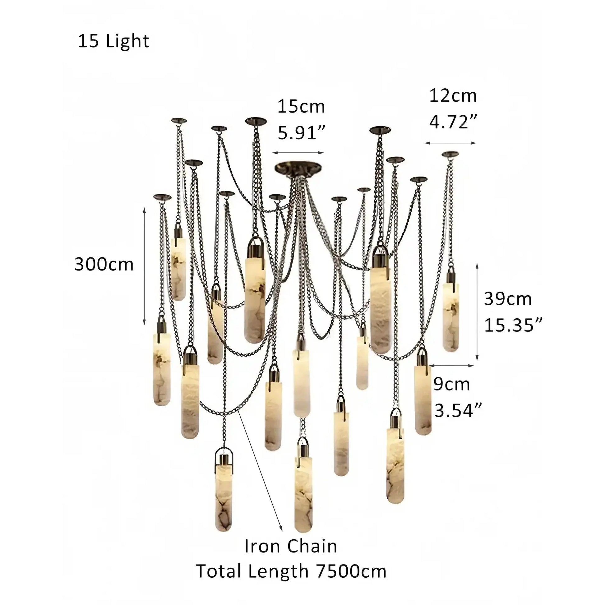 Alabaster Flint 1/2/3/5/7/9/12/15 - Light LED Multi - Drop Pendant - 9 lightsManor Lights