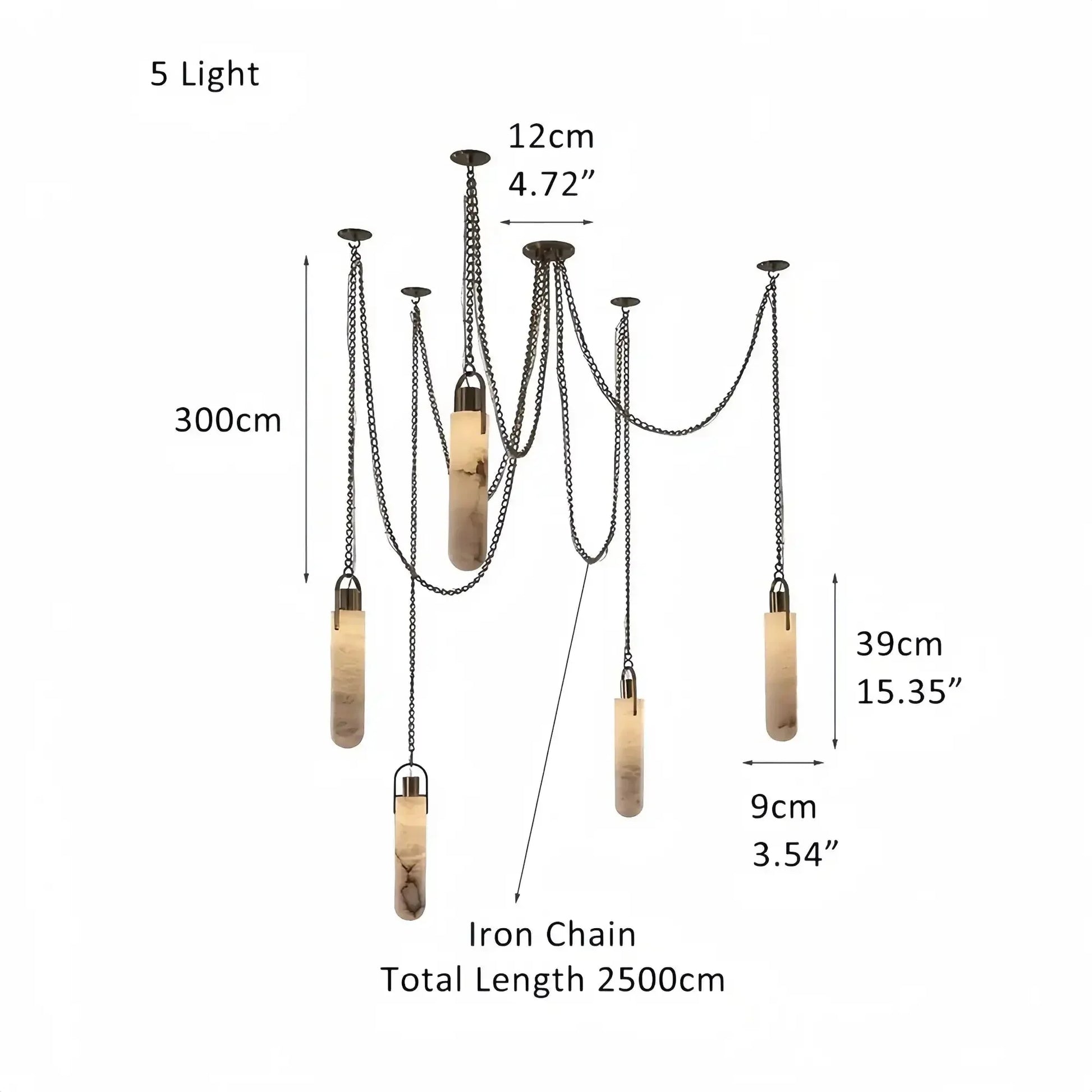 Alabaster Flint 1/2/3/5/7/9/12/15 - Light LED Multi - Drop Pendant - 5 lightsManor Lights