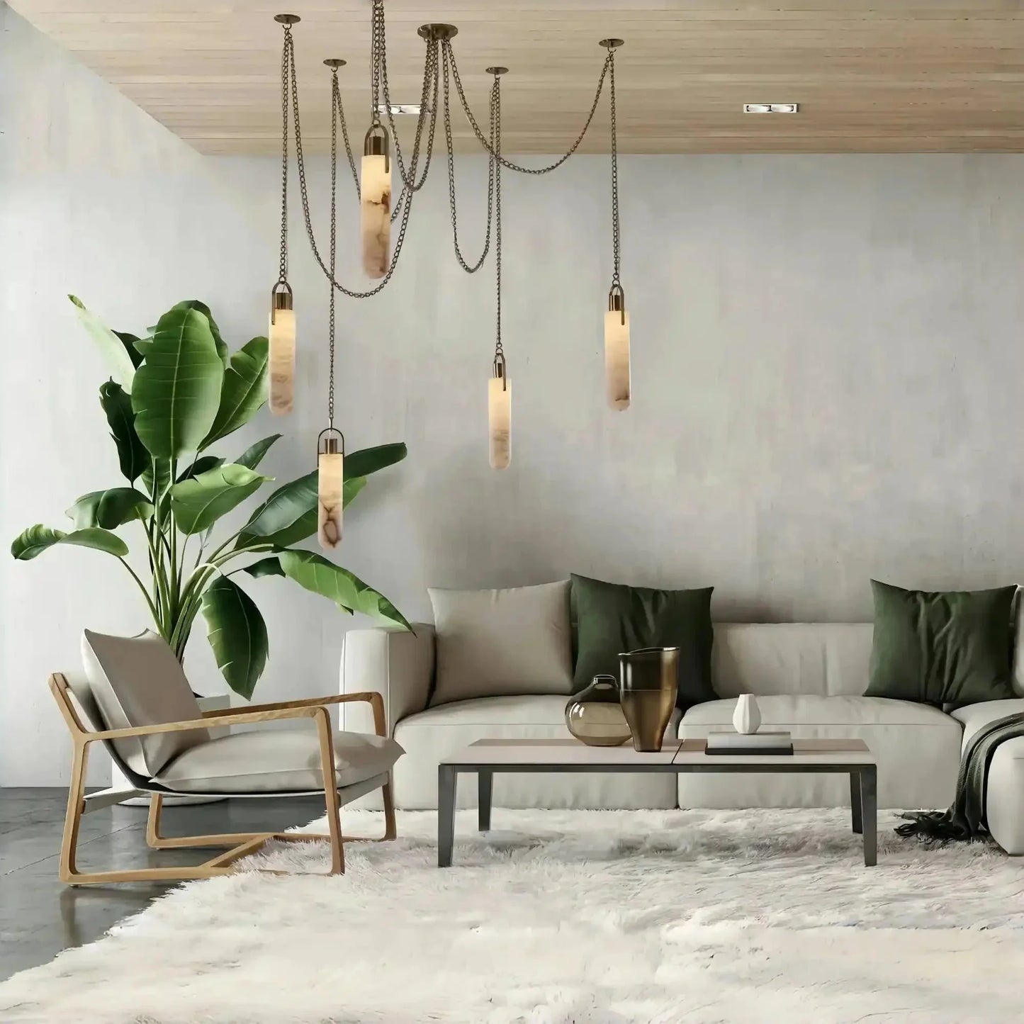 Alabaster Flint 1/2/3/5/7/9/12/15 - Light LED Multi - Drop Pendant - 5 lightsManor Lights