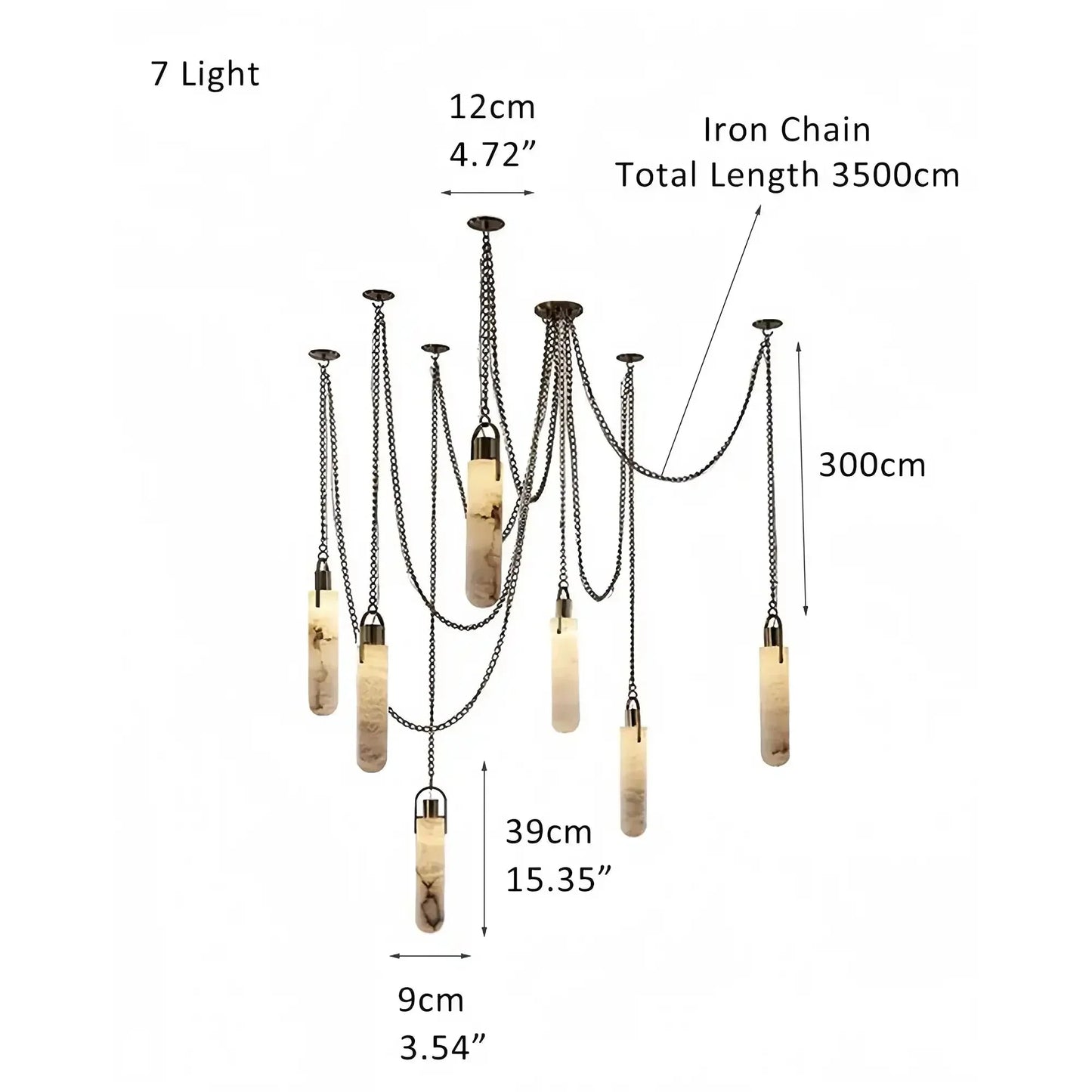 Alabaster Flint 1/2/3/5/7/9/12/15 - Light LED Multi - Drop Pendant - 9 lightsManor Lights