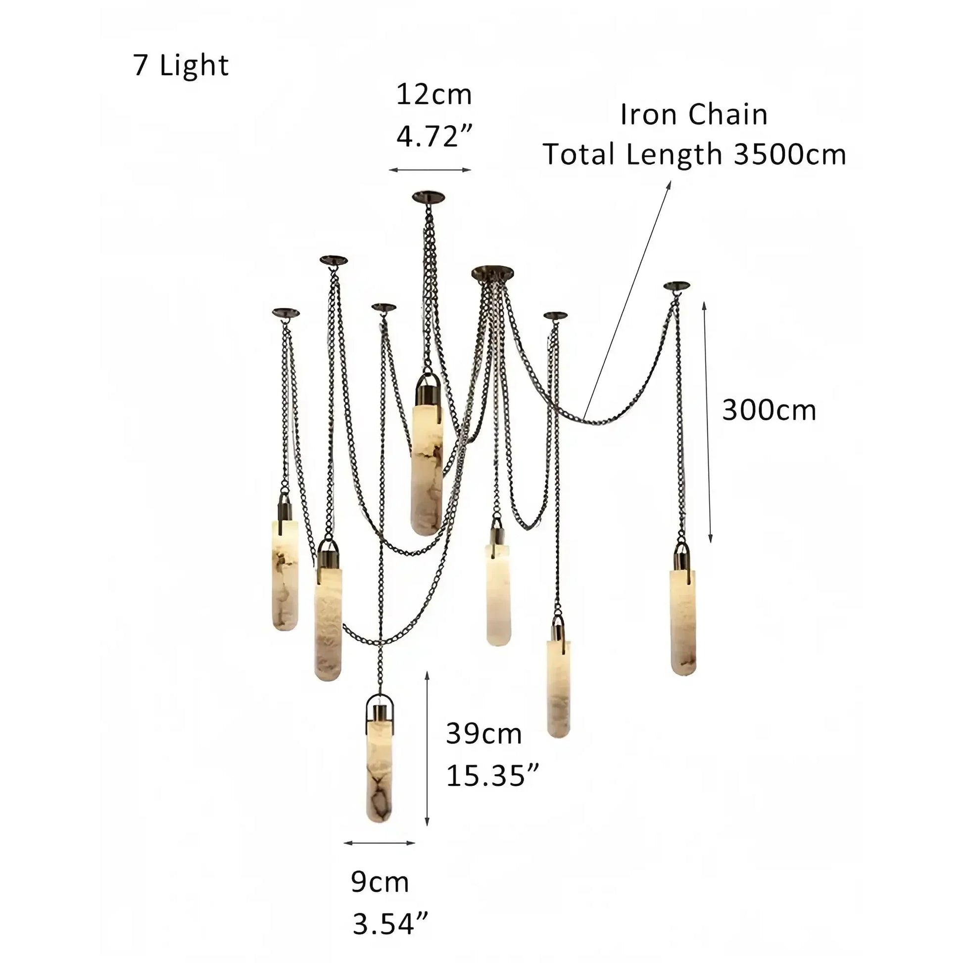 Alabaster Flint 1/2/3/5/7/9/12/15 - Light LED Multi - Drop Pendant - 9 lightsManor Lights