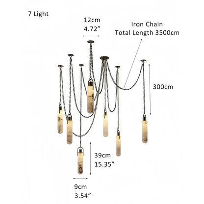 Alabaster Flint 1/2/3/5/7/9/12/15 - Light LED Multi - Drop Pendant - 9 lightsManor Lights