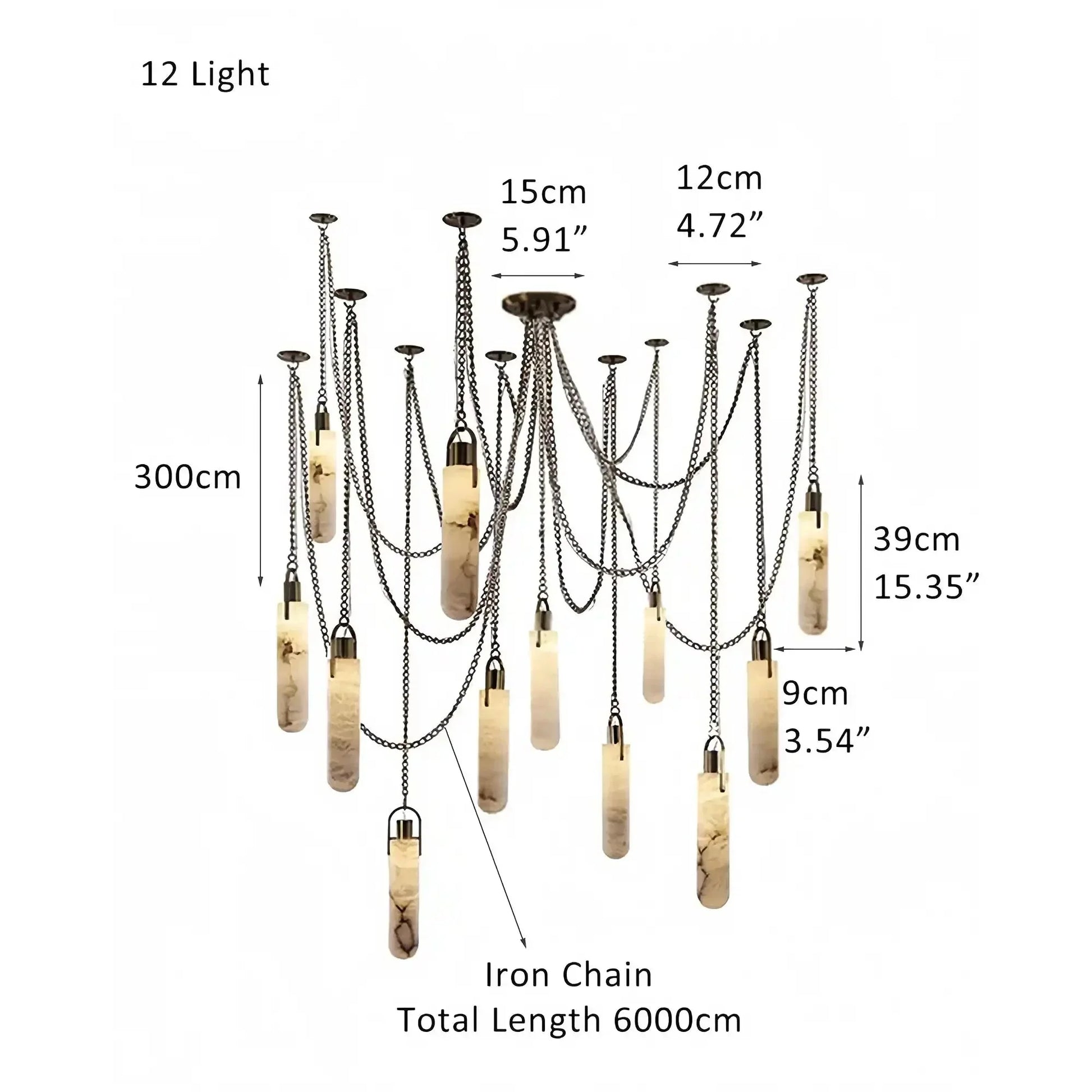 Alabaster Flint 1/2/3/5/7/9/12/15 - Light LED Multi - Drop Pendant - 9 lightsManor Lights