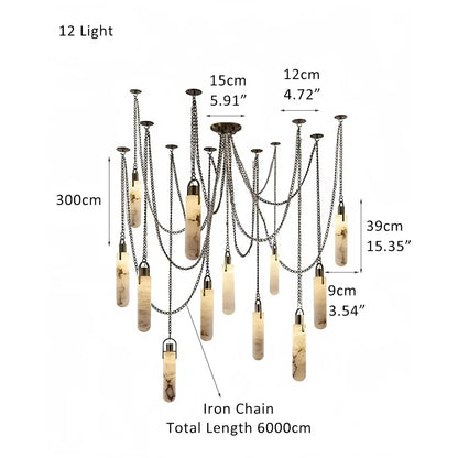 Alabaster Flint 1/2/3/5/7/9/12/15 - Light LED Multi - Drop Pendant - 9 lightsManor Lights
