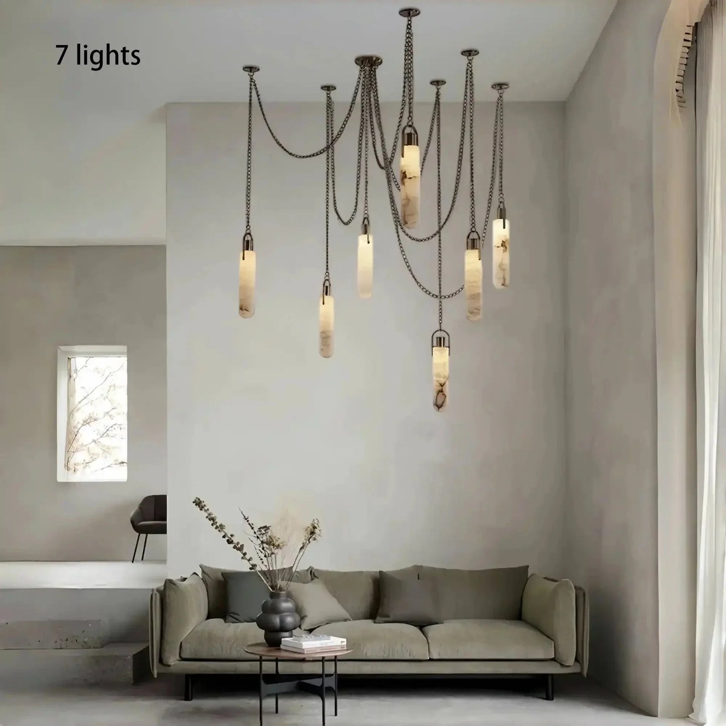 Alabaster Flint 1/2/3/5/7/9/12/15 - Light LED Multi - Drop Pendant - 7 lightsManor Lights